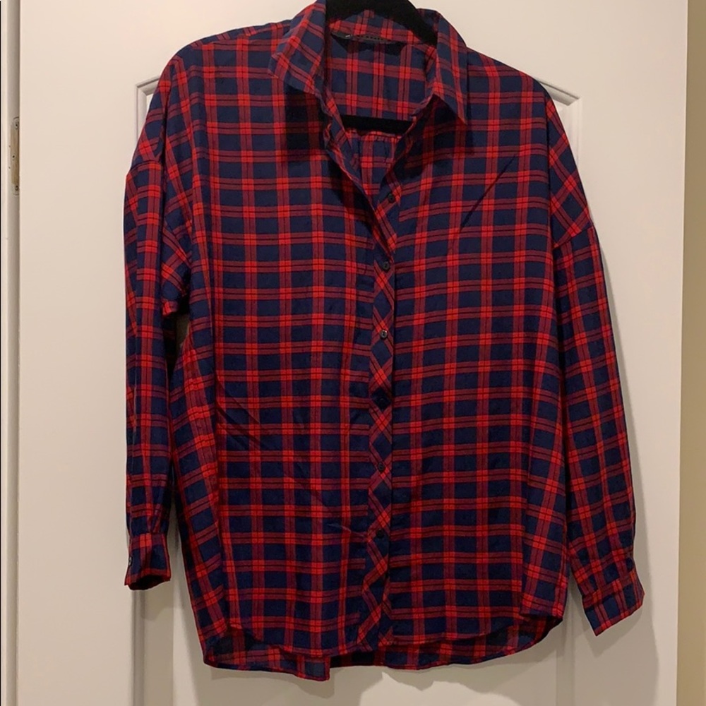 Button down plaid shirt